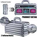 Inflatable Cooler for Parties, Radio Designed Style Inflatable Drink Cooler for Parties, Blow up Party Cooler for 80s90s Party Decorations (2 Pack, Grey Pink)
