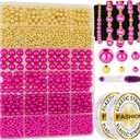 2116 PCS Pearl Beads for Bracelet Making Kit Gold Beads for Jewelry Making Kit Gold Small Spacer Bead Rose Red Pearl Bead for Crafting Charms Necklace Earrings DIY Craft for Women Adult