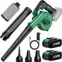 K I M O. Cordless Leaf Blower Vacuum Combo 4 in 1, 3 Nozzles &3 Modes for Inflation & Deflation, Extended Tube & Variable Speed, 20000RPM 150MPH, 2x2000mAh Battery Powered Leaf Blowers for Lawn Care