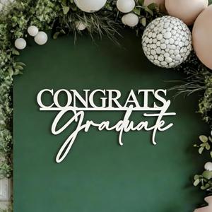 Wooden Congrats Graduate Wall Sign for Backdrop, Mastered It Grad Party Supplies, Class of 2026 Graduation Party Wall Decoration for Balloon Arch Backdrop