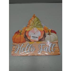 Hello Fall Gnome Wood Hanging Sign Autumn Harvest Thanksgiving Wall Decor for Front Door Home Bedroom Decorations (11.7 x 11.3 Inches) Pack of 2