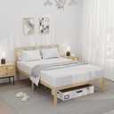14 Inch Bamboo Bed Frame  Solid Wood Platform Bed Frame, Strong and Stable, with Non-Slip Slats for Support, No Box Spring Needed, Easy to Assemble, Noise-Free (Natural with Headboard, Full)