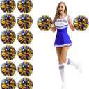 12Pcs Cheerleading Pom Poms with Finger Holes Metallic Foil Cheer Pom Poms for Dance, Matches, Team Spirit Sports, Stage Performance, Carnival Celebration (Large, 12pcs-Blue Gold)