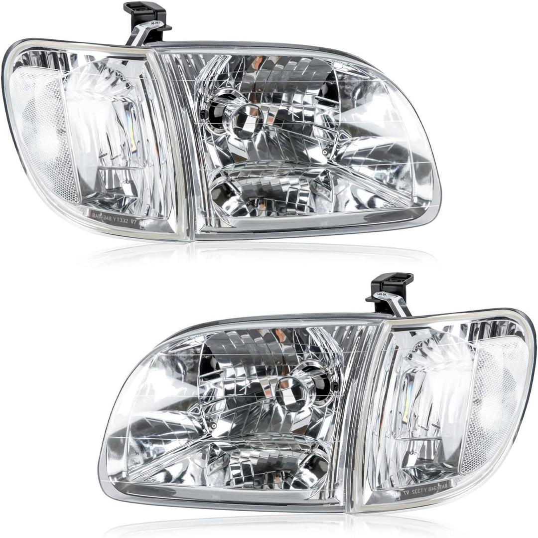 Headlights Parking Lights Compatible with 2000-2004 Toyota Tundra White Head Lights Lamp Replacement for TO2530135 TO2531135