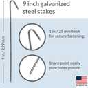 Pinnacle Mercantile 60 Pack Tent Stakes Metal Garden Edging Fence Hooks Pegs Christmas Decoration Stakes Made USA 9 inches Long