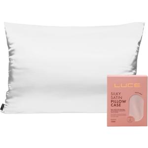 LUCE Satin Pillow case Premium 600 Thread Count Silky Comfort for Hair and Skin  Similar to Silk Pillow Cases for Beauty Sleep, Cooling and Breathable Hidden Closure, Standard Size 20 x 26 (White)