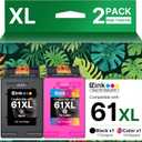 61XL Ink Cartridge High-Yield Remanufactured for HP Ink 61 XL 61XL Ink Cartridge Combo Pack to Use with Envy 4500 5530 4502 4501 5535 OfficeJet 4630 4635 DeskJet 2540 1000 1010 (1 Tri-Color, 1 Black)