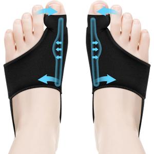 2Pcs Bunion Corrector for Women Men Big Toe Straightener Silicone Toe Separators for Bunions Relief - Hallux Valgus Corrector with Adjustable Strap Bunion Pad Brace Sleeve for All Day Use (L)