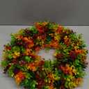 Fall Decor - 16 Inch Autumn Artificial Wreath - Fall Decorations for Thanksgiving, Halloween, Farmhouse, Harvest Home, Outdoor, Indoor, Window, Wall (Green,orange,red,yellow)