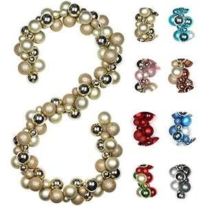 6 FEET Christmas Garland Balls Ornaments Xmas Hanging Glitter Decor for Indoor Outdoor Mantel Party Home Tree, Champagne Gold