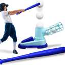 ArtCreativity Baseball Pitching Machine for Kids, Pop A Pitch Baseball Batting Kids Pitching Machine Toy with Collapsible Bat + 3 Baseballs, Trainer for Batting Practice, Outdoor Fun