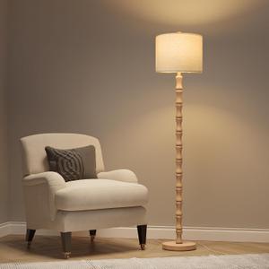 BOBOMOMO 62" Farmhouse Floor Lamp for Living Room, Retro Corner Floor Lamp Rotary Switch, Rustic Standing Lamp for Bedroom, Corner, Nursery, Dining Room, Bedroom, House (Burlywood)