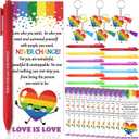 Sinload 24 Sets Rainbow Pride Gift Bulk Pride Ballpoint Pens with Greeting Card Lgbtq Lesbian Gay Day Favors for Love Is Love Anniversaries Women Men Office Supplies