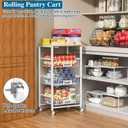 4-Tier Small Kitchen Storage Cart on Wheels with Pull-Out Drawers, Rolling Pantry and Snack Organizer Cart with Wood Top, Kitchen Floor Fruit Basket Stand for Fruit Potato Onion Veggie Snack (White)