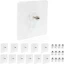 12 Pcs Adhesive Hooks Screw Hanging Wall Transparent Waterproof Reusable Seamless Sticky Hooks for Kitchens, Bathroom, Office, (Screw Length: 0.5inch)