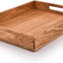 Kaizen Casa |Wooden Rectangular Serving Tray, Wood Plate, Tea/Drink Platter, Dinner Serving Tray, Snack Tray |Size_16" x 12" x 2 |Home Restaurants Coffee, Food, Breakfast, Dinner Dcor