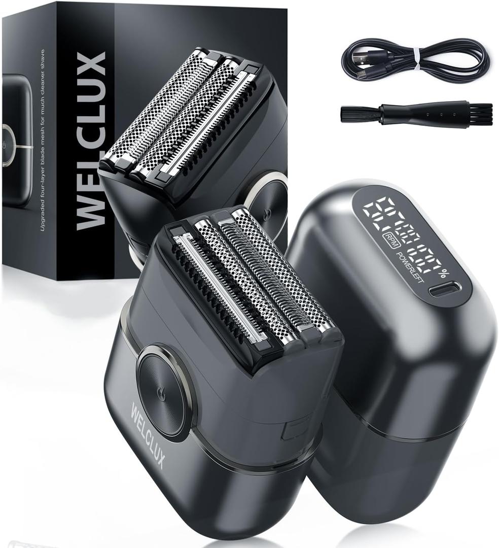 Cordless Electric Shaver for Men: Compact Foil Razors with 4 Floating Blades - 2 Speeds & LED Screen, IPX7 Waterproof Facial Trimmer, USB-C