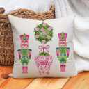 Christmas Pillow Cover 12x20 Inch, Pink Nutcracker Winter Holiday Decorative Cushion Cover, Chinoiserie Throw Pillow Case for Sofa or Bed