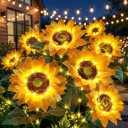 Solar Flowers Outdoor Waterproof: 3 Pack 9 Silk Sunflower Solar Lights with 800mAh Battery 12H Runtime - IP65 Auto On/Off for Garden Yard Patio Lawn Decorations - Unique Gifts for Mom Grandma