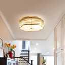 Modern Floral Flush Mount Ceiling Light,Art Deco Brass Ceiling Light,Gold Scalloped Light Fixture,Frosted Glass Ceiling Lamp for Hallway Bedroom Dining Room and Kitchen, Large