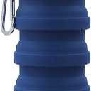 Collapsible Water Bottles Travel water bottle Sports Portable Sport Water Bottle Reusable Water Bottles comes with mountaineering Buckle 500ml silicone Water-proof camping water bottle (Dark blue)
