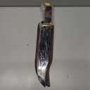 D2 18 Inches Large Crocodile Dundee Bowie Knife with Leather Sheath Big Survival Fixed Blade Knife with Leather and Horn Handle for Outdoor Camping Knives For Men