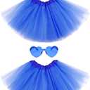 2 PCS Adult Tutus Skirts for Women Tutu Skirt Elastic Tulle Tutu Colored Tutus for Dance Runners Halloween Party (Blue)