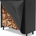 WALMANN 4ft Firewood Log Rack with Cover Outdoor, Heavy Duty Firewood Rack With Weather Resistant 600D Oxford Fabric Cover, Indoor/Outdoor Wood Racks for Fire Wood (Black)