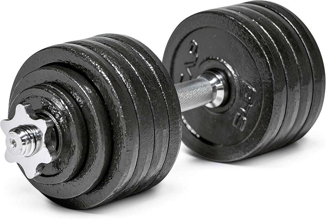 CAP Barbell 52.5 lb Set Adjustable Dumbbell Set - Single Handle | Classic Adjustable Dumbbells with Weight Plates, Star Lock Collars, and Connector for Home Gym Strength Training
