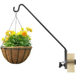 ERYTLLY Extended Rail Hook Fence Deck Heavy Duty Bird Feeder Hook 360 Degree Rotary and Length Adjustable Plant Bracket for Bird Feeders, Planters, Suet Baskets, Lanterns, Wind Chimes and More