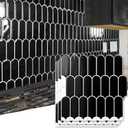 Art3d 10-Sheet Peel and Stick Kitchen Backsplash Tile, Vinyl Stick On Wall Tile Sticker for Bathroom Laundry Room Back Splashes, 12"x12" Black