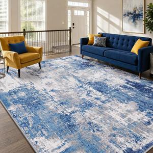 RELEANY Washable 8'x10' Abstract Area Rug for Living Room Blue Gray