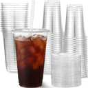 120 Pack 16 oz Clear Plastic Cups with Lids, Disposable Iced Coffee Cups for Cold Drinks, Smoothies, Bubble Tea, Value Bulk Set (Cups and Lids Only)