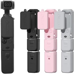 Pocket 3 Silicone Cover, Protective Case Lens Protector Scratch-Resistant Sleeve Skin Compatible with DJI OSMO Pocket 3 Creator Combo Accessories (Black)
