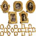 AceOrbit 20 Pcs Vintage Mini Gold Frame Small Resin Baroque Picture Frames Antique with Paper Board and PVC Film Retro Photo Ornaments for Home Wedding Wall Display DIY Decoration (Carved Style)
