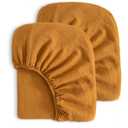 Muslin Cotton Mini Crib Sheets, Soft and Breathable Double Layer 24x38 Baby Crib Sheets for Mini Crib and Toddler Mattresses, Boys, Girls, Unisex, Golden Brown, 24x38 Inches