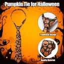 2 Pcs Pumpkin Man Halloween Costume Dress Up Included Black Wig and Orange Pumpkin Tie TV Character Cosplay Dress Up for Adults Halloween Cosplay Party Supplies