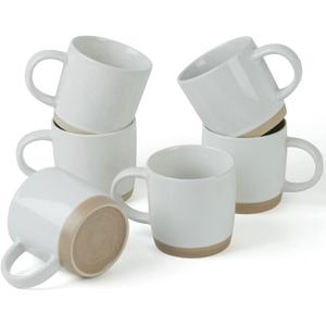 famiware Coffee Mugs for 6, 13 oz Mug Set, Drinking Cup with Handle for Coffee, Tea, Cocoa, Milk, Milkyway series, White
