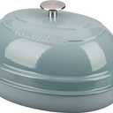 Enameled Oval Cast Iron Dutch Oven Pot with Lid, Bread Dutch Oven for Sourdough Bread Baking, Dutch Oven Bread, Bread Oven, 6QT, Seasalt