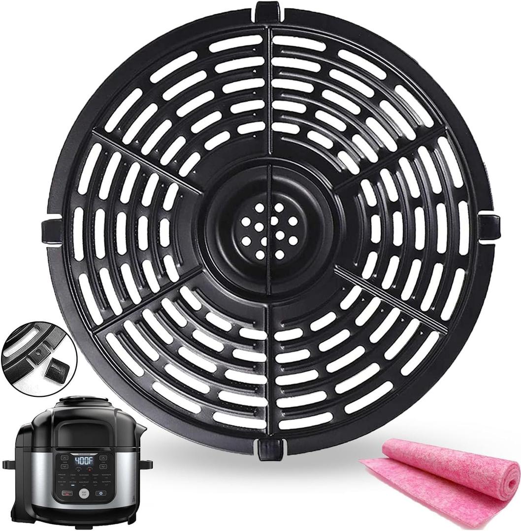 6.5QT Air Fryer Grill Crisper Plate for Ninja OP302/OS301/OS300/FD302/FD305 Foodi Pressure Cooker Air Fryers, Upgraded Grill Pan Grate Tray Rack Grid Shelf for Ninja Air Fryer, Nonstick