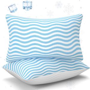 SLEEPDIARY Pillows Standard Size Set of 2 Adjustable Shredded Memory Foam Cooling Bed Pillows, Custom Loft for Side, Back, and Stomach Sleepers, Shape-Retaining Support & Washable Cover