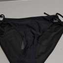 Zmart String Tie Side Bikini Bottoms - Women Full Coverage Swimsuit Bottom Mid Rise Mid Waist Swim Bathing Suit Bottom (Large, Black)