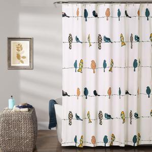 Lush Decor Rowley Birds Shower Curtain, 72 W x 72 L, Multi - Colorful Floral Bird Pattern - Whimsical & Playful Bird Shower Curtain - Farmhouse, Coastal, & Boho Bathroom Decor