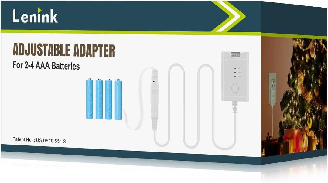 Lenink Adjustable AC Power Supply Adapter for 2 AAA 3 AAA 4 AAA Batteries, 3V, 4.5V, 6V, AAA Battery Replacement Adapter (White)