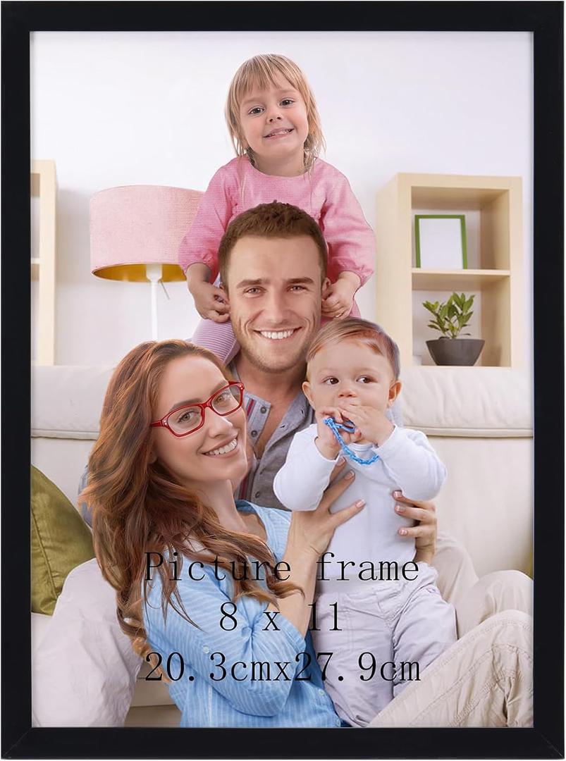 Giftgarden 8x11 Picture Frame Black, 8 by 11 Thin Photo Frame for Wall Tabletop Display, Single