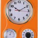 Lily's Home Retro Kitchen Wall Clock, with a Thermometer and 60-Minute Timer, Ideal for Any Kitchen, Orange (9.5 in x 13.3 in)