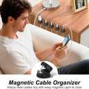 3 x 6Pack Cord Organizer Magnetic Cable Clips, 360 Rotation Cable Clips - Adjustable Cord Holder for Nightstand, Adhesive Cable Management Cord Clips, Cable Holder & Charger OrganizerBlack