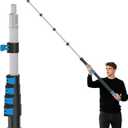 26FT Reach Telescopic Extension Pole, 5-20FT Paint Roller Extension Pole with Flip-Lock Design, Aluminum Alloy Threaded Head for Painting Cleaning Dusting & Window Washing Tools
