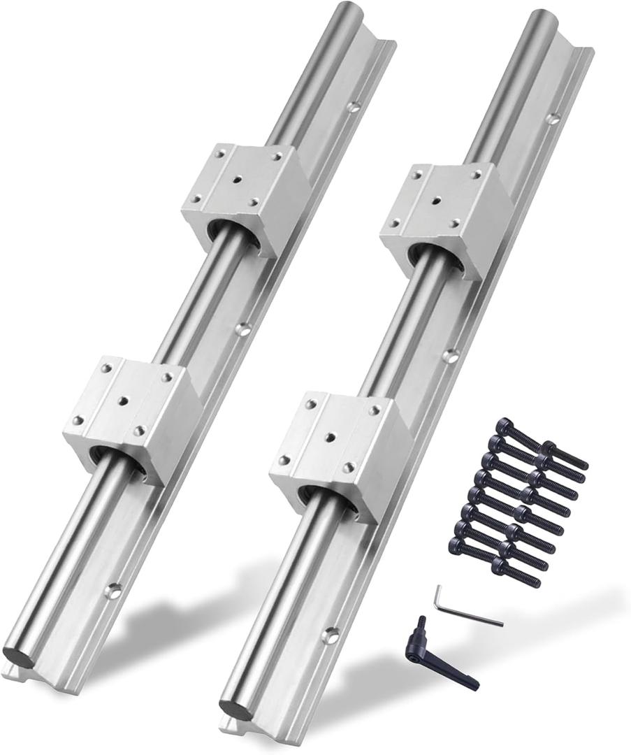 ANWOK Linear Rail SBR12-500mm Linear Rail Guide 2Set + 4X SBR12UU Bearing Blocks Fully Support Shaft Rod Kit for Electronic Equipment Guide Bar