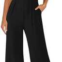 PRETTYGARDEN Summer Sleeveless Jumpsuits for Women Dressy Square Neck Wide Leg Pants Knit One Piece Rompers Fashion Clothing M